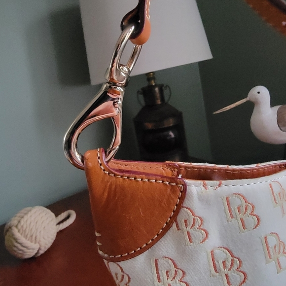 Dooney & Bourke Frederica Crossbody Cream & Brown Monogram w/ Tan Leather - Picture 8 of 16